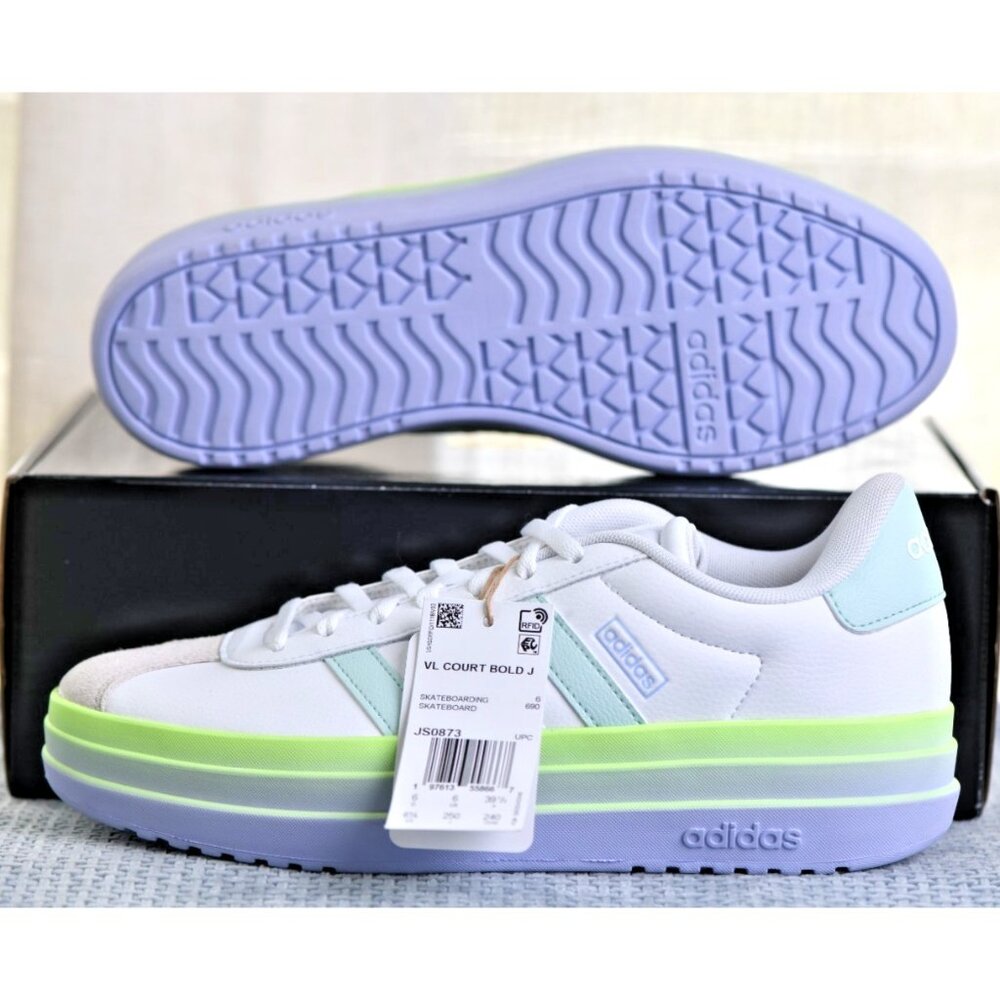 New! Size: 6.5 Women | Adidas VL Court Bold Junior | JS0873 - Picture 10 of 12